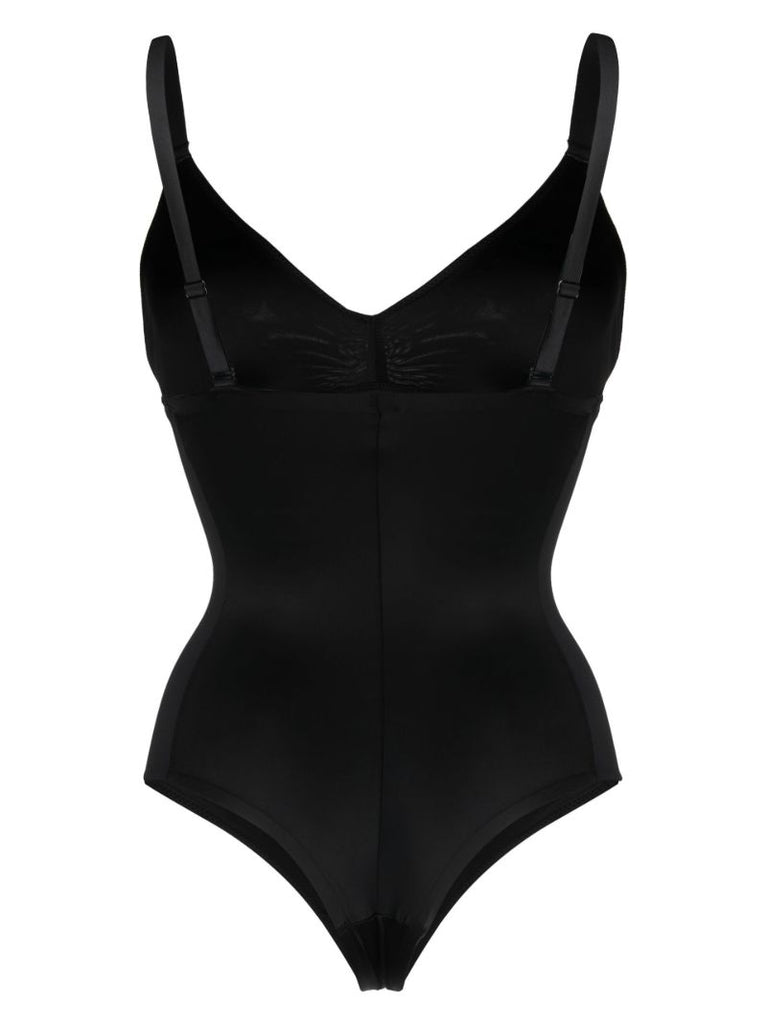 Black V-neck Thong Bodysuit