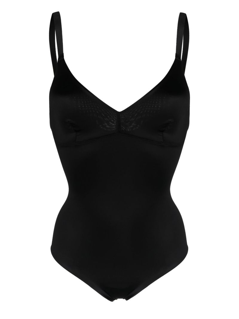 Black V-neck Thong Bodysuit