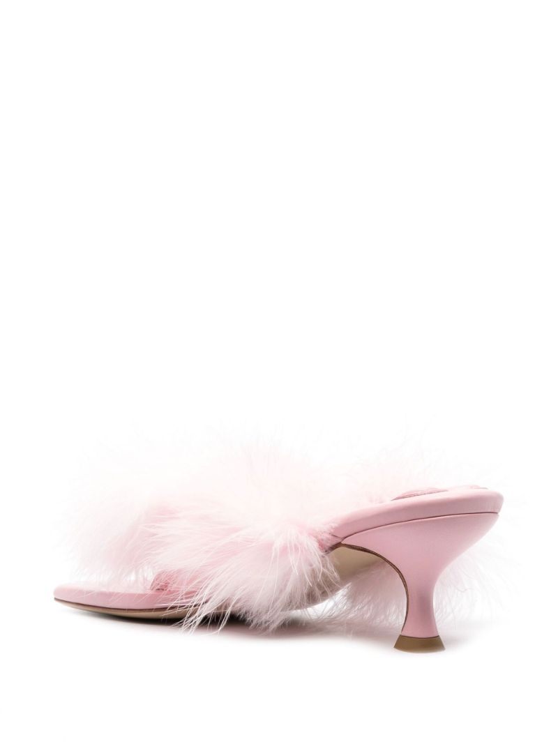 Pink Leather Feather Sandals