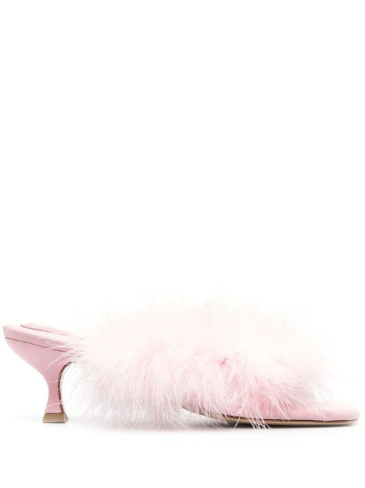 Pink Leather Feather Sandals