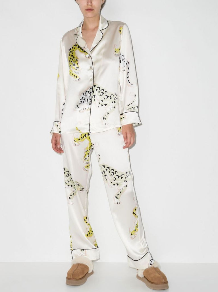 Neutral Lila Amico Silk Satin Pyjamas