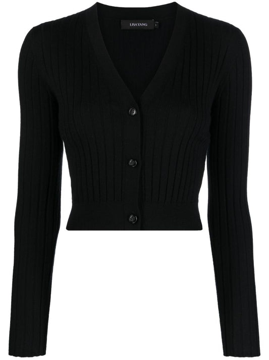 Black Rib-knit Cashmere Cardigan