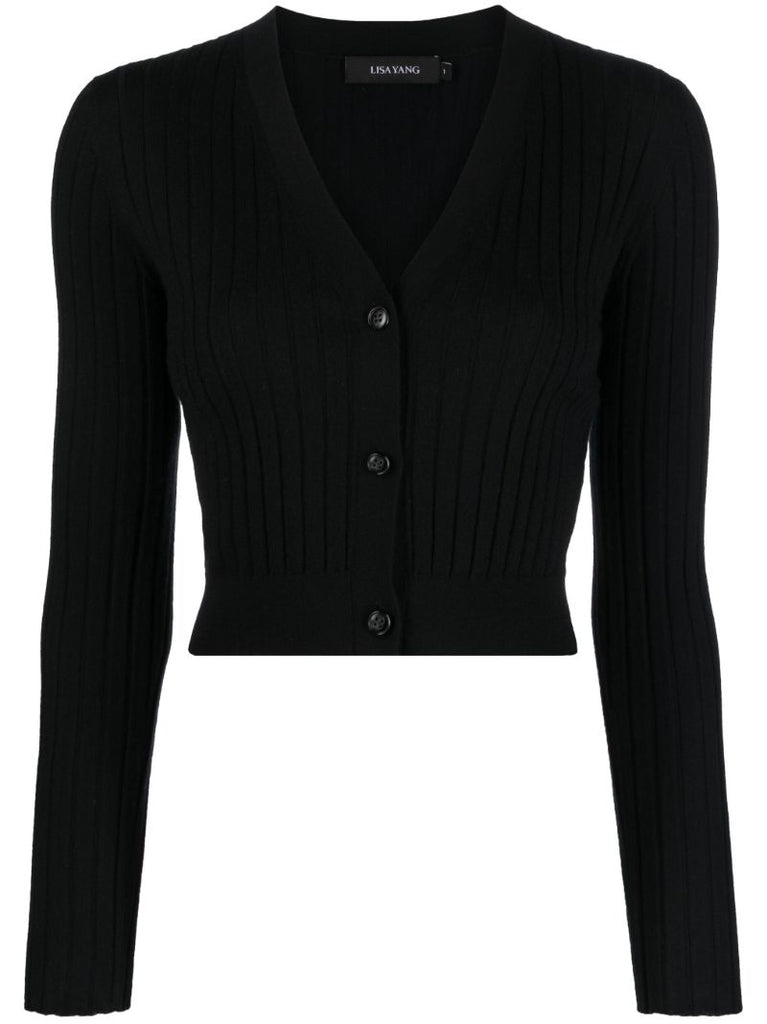 Black Rib-knit Cashmere Cardigan