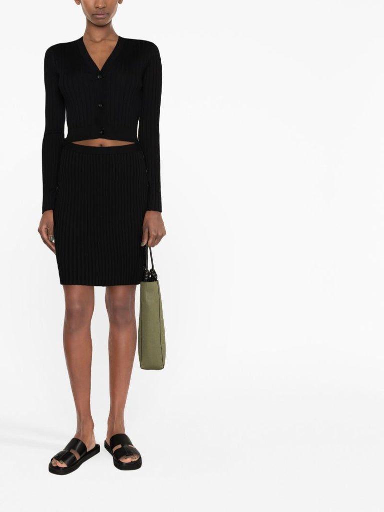 Black Rib-knit Cashmere Cardigan