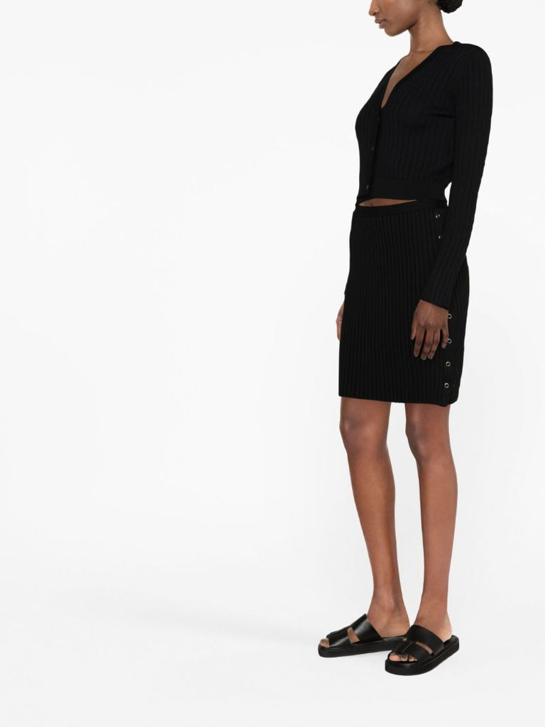 Black Rib-knit Cashmere Cardigan
