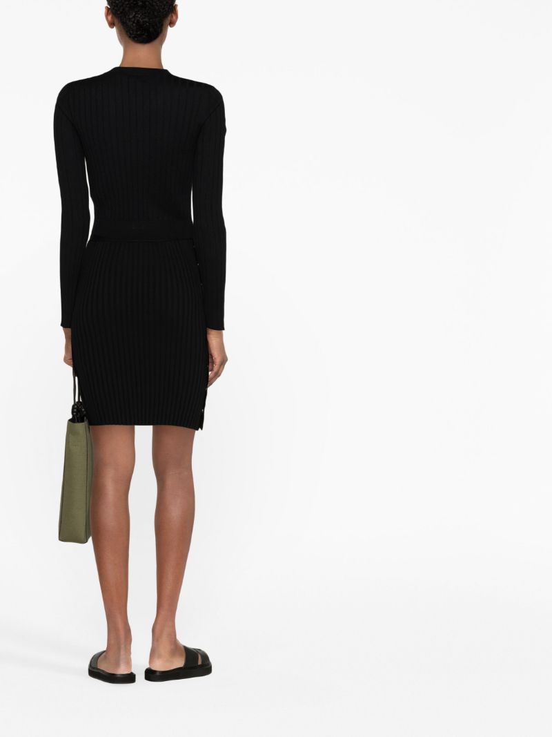 Black Rib-knit Cashmere Cardigan