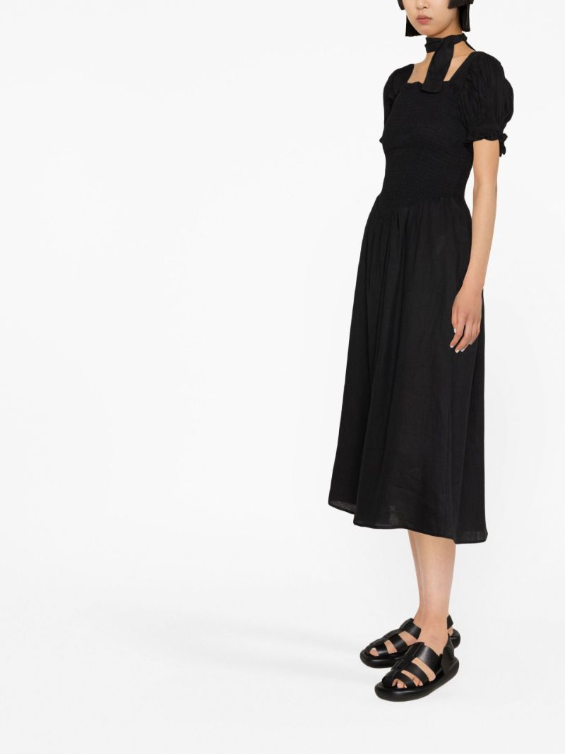 Black Belle Linen Midi Dress