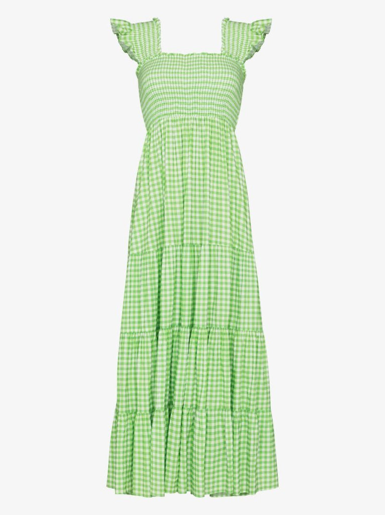 Green Kendal Gingham Print Cotton Maxi Dress