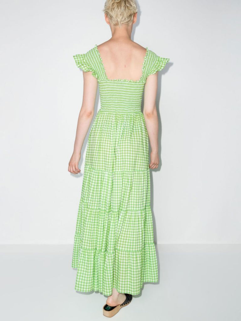 Green Kendal Gingham Print Cotton Maxi Dress