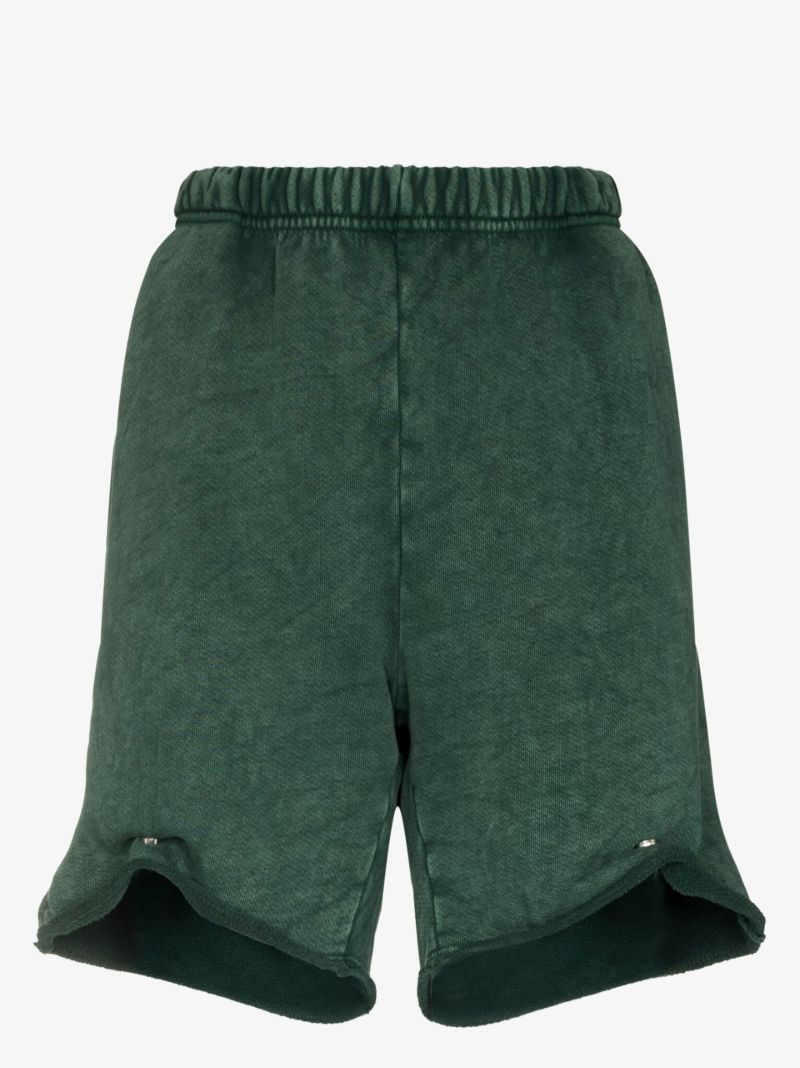 Green Snap Front Cotton Shorts