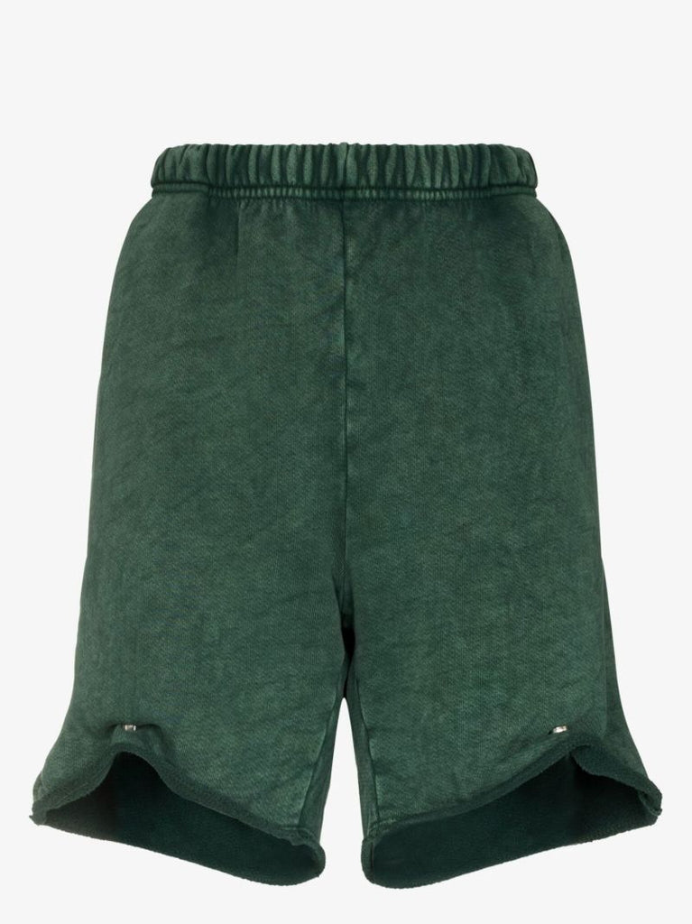 Green Snap Front Cotton Shorts