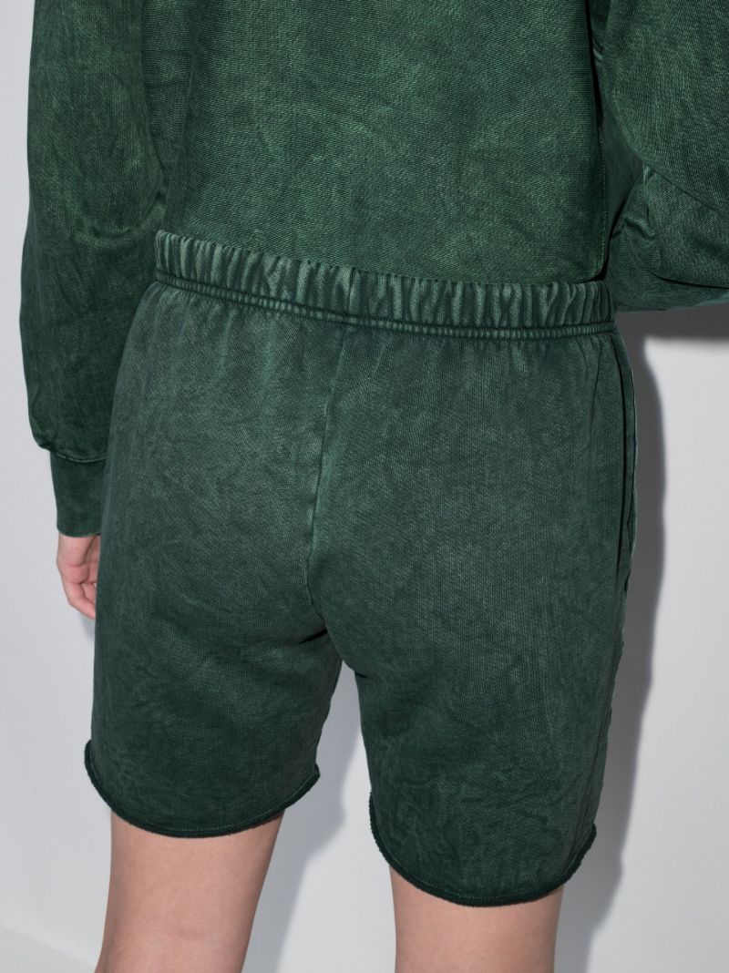 Green Snap Front Cotton Shorts