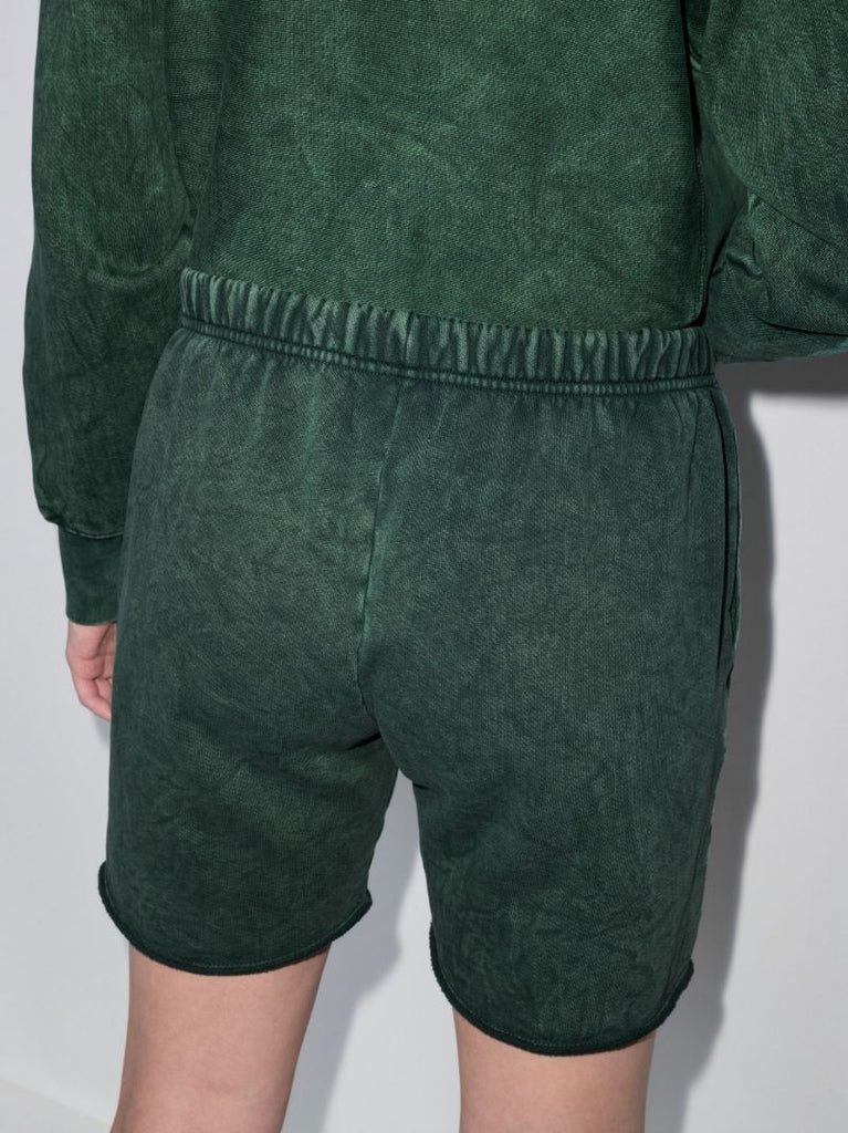 Green Snap Front Cotton Shorts