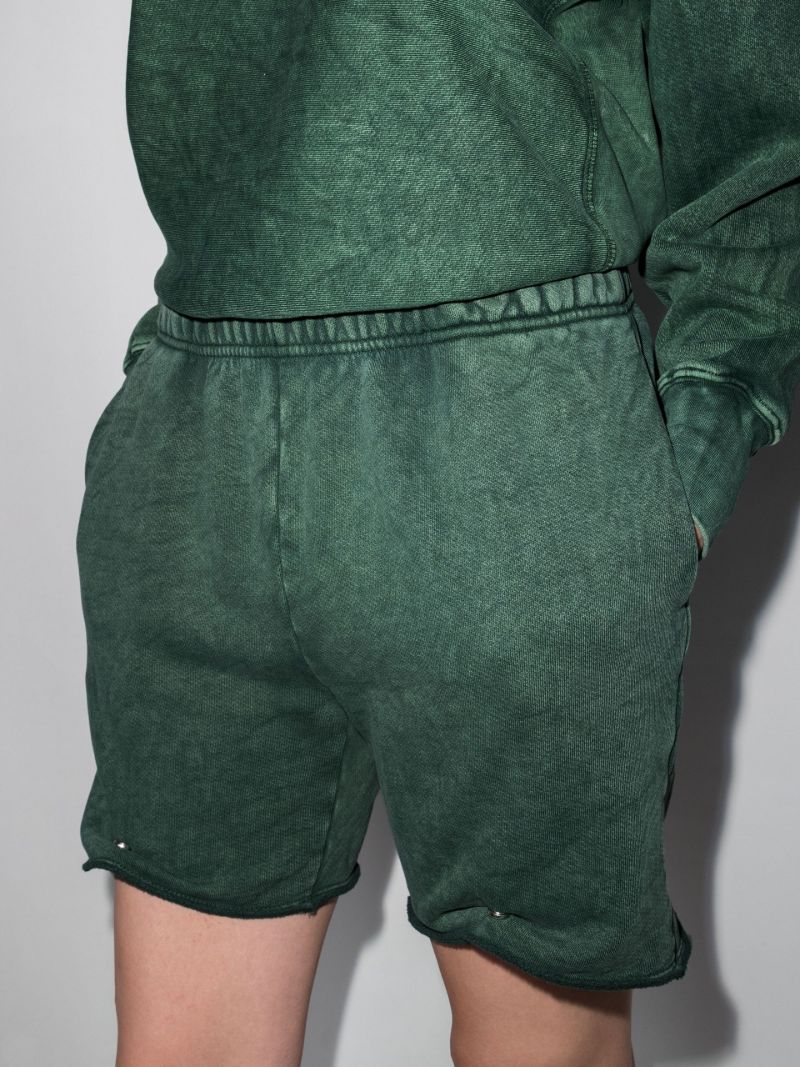 Green Snap Front Cotton Shorts
