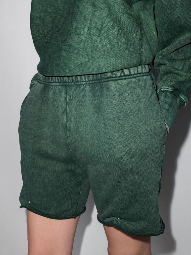 Green Snap Front Cotton Shorts