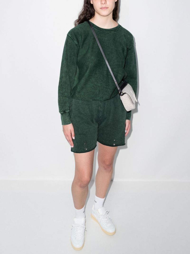 Green Snap Front Cotton Shorts
