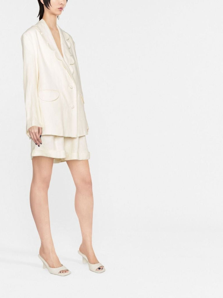 White Dynasty Single-breasted Linen Blazer