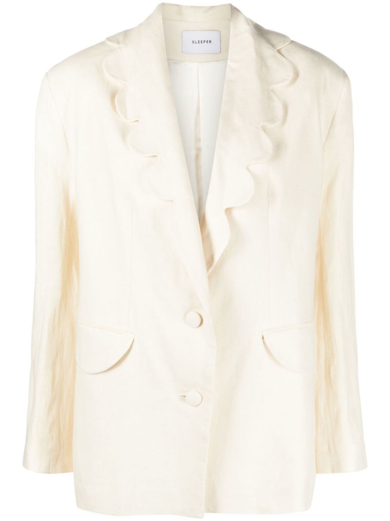 White Dynasty Single-breasted Linen Blazer