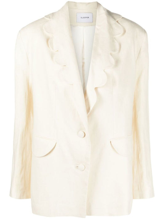 White Dynasty Single-breasted Linen Blazer