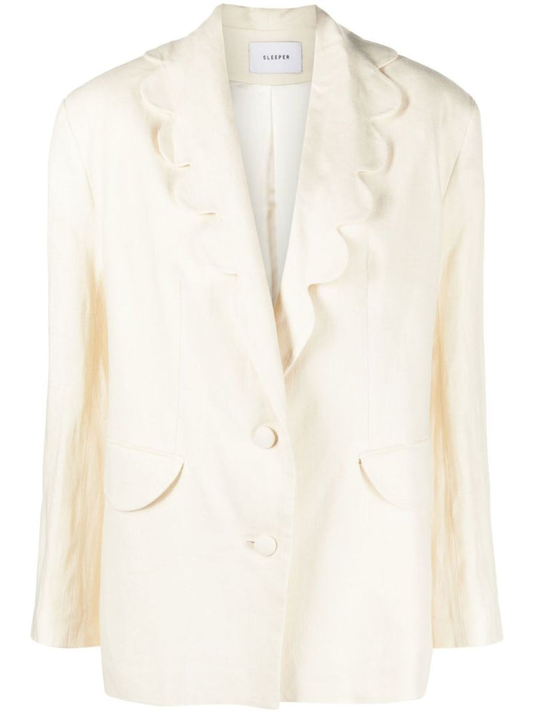 White Dynasty Single-breasted Linen Blazer