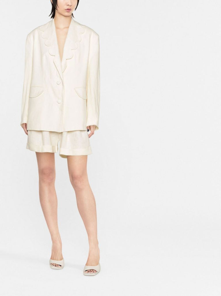 White Dynasty Single-breasted Linen Blazer