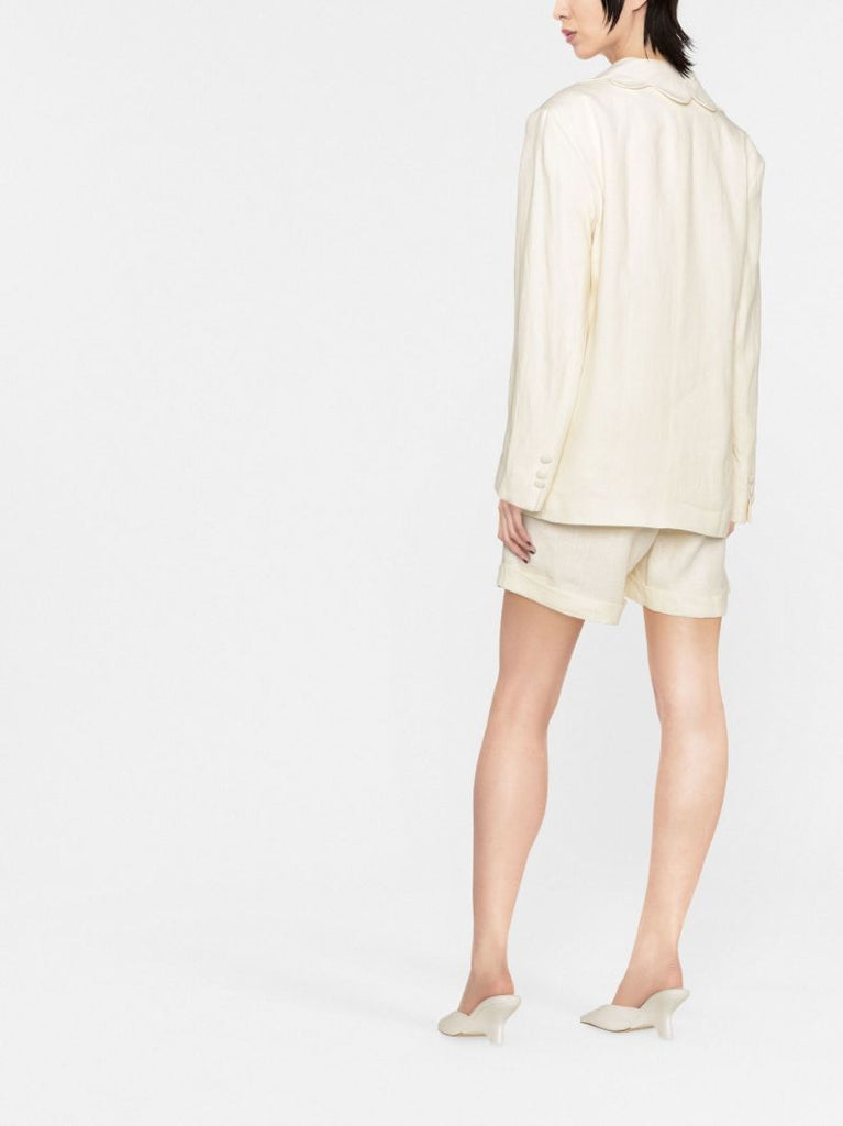 White Dynasty Single-breasted Linen Blazer