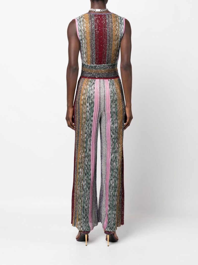 Multicoloured Sequin Striped Knit Jumpsuit