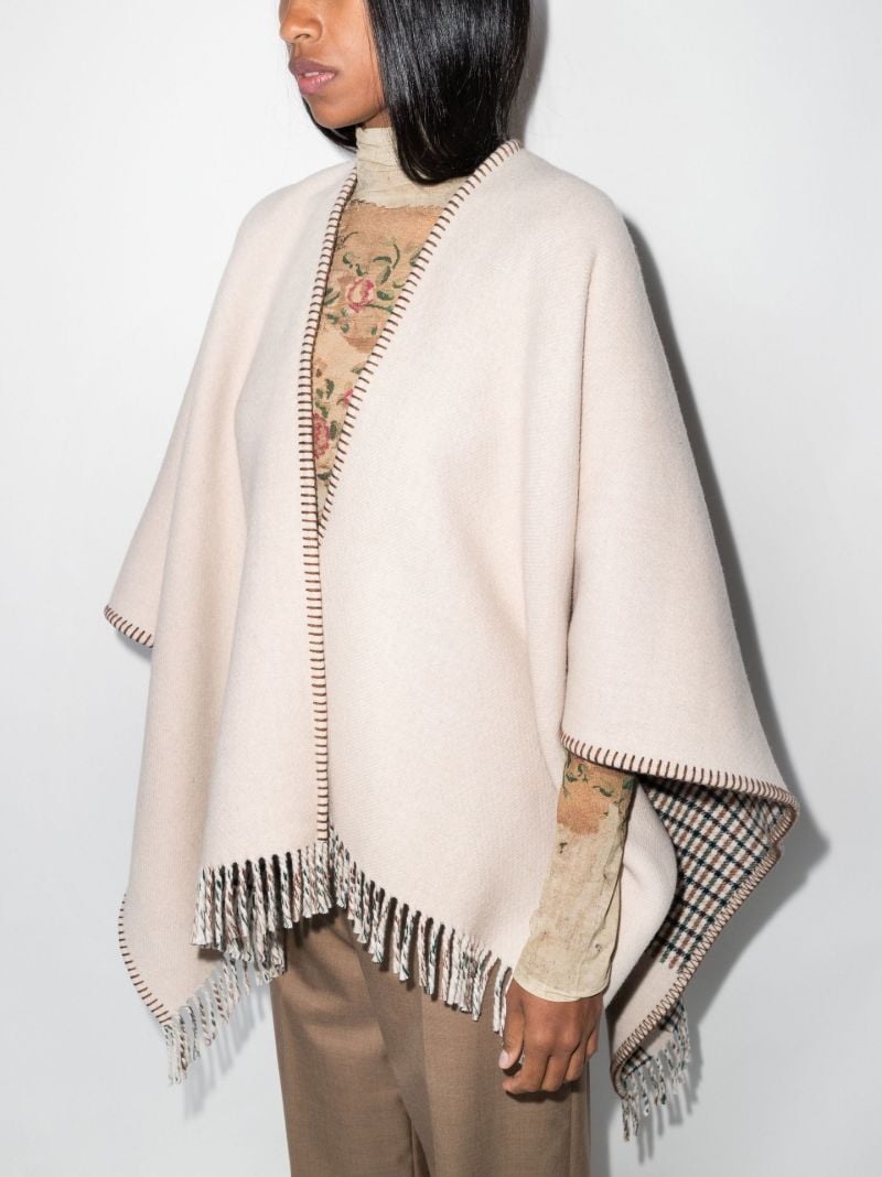 Neutral Reversible Fringed Poncho