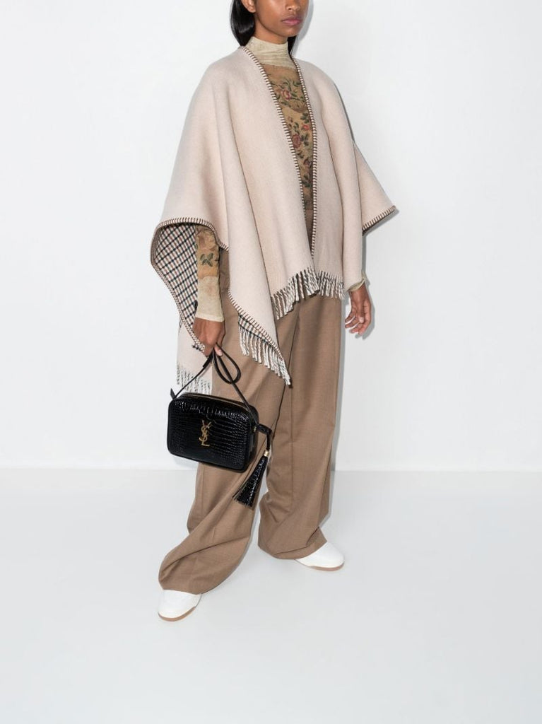 Neutral Reversible Fringed Poncho
