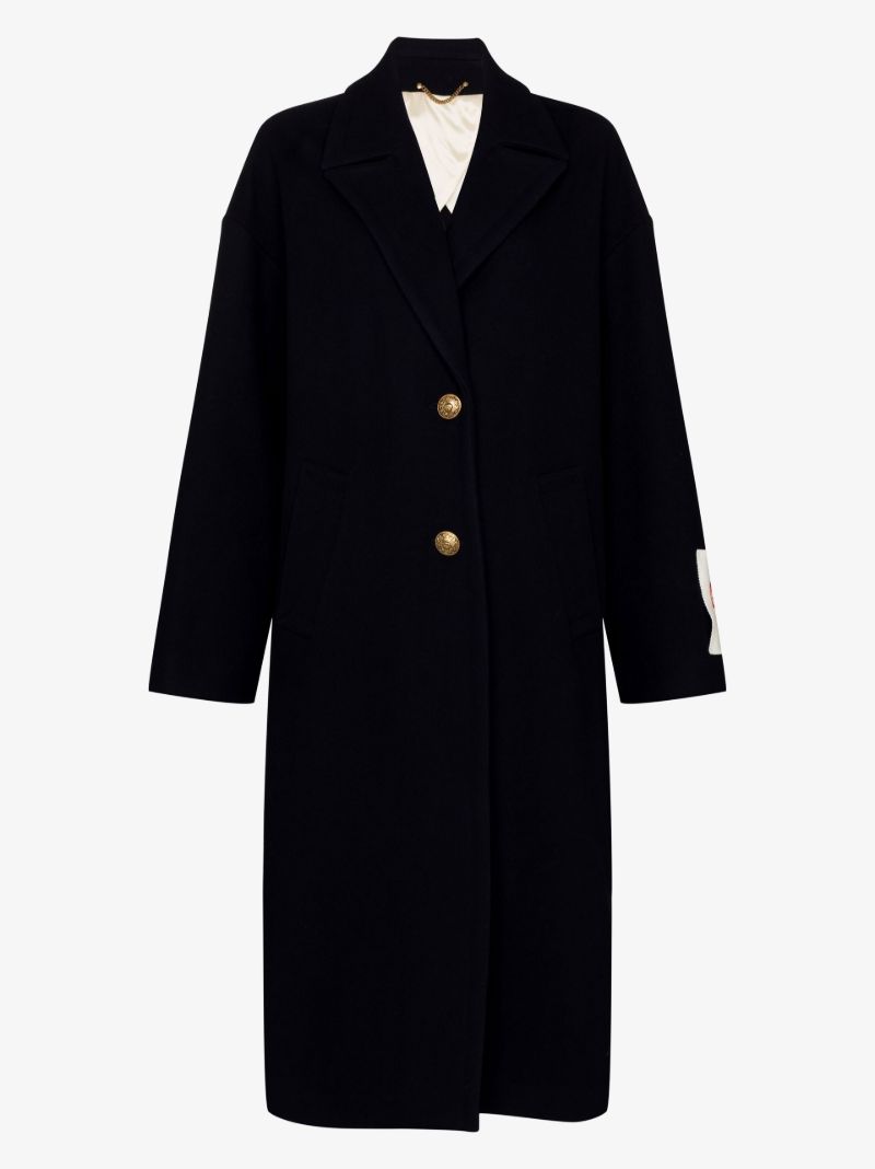 Blue Single-breasted Coat