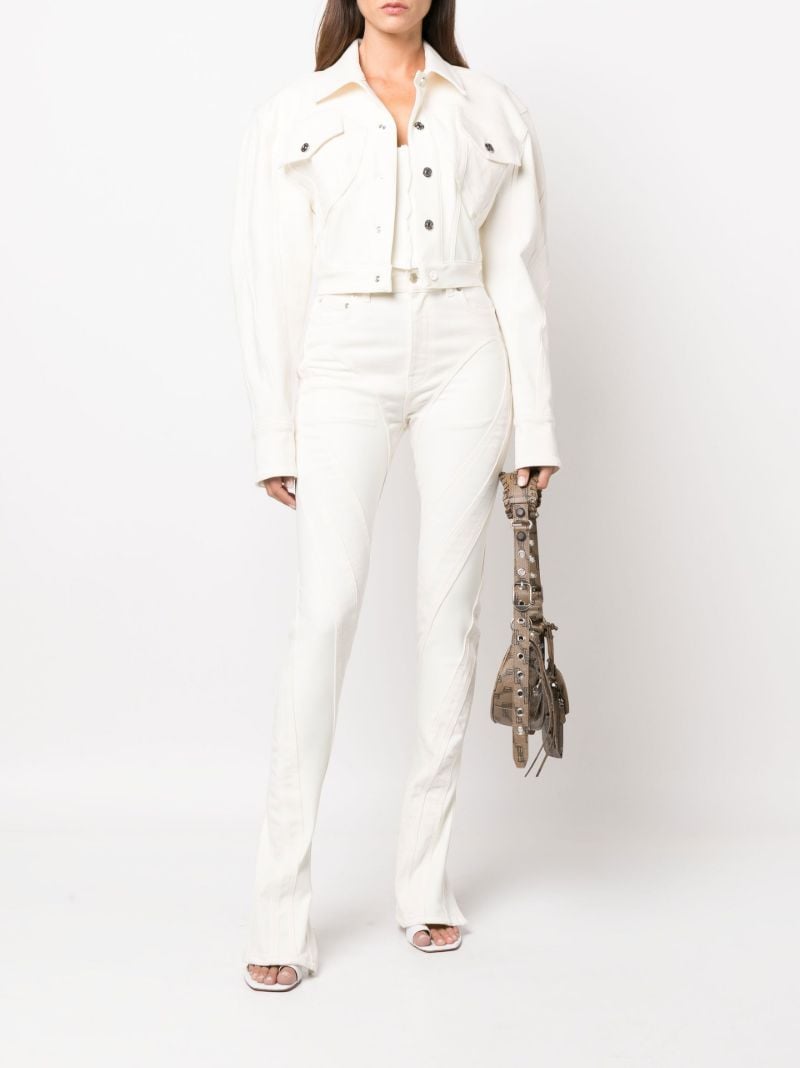 White Spiral Slit Skinny Jeans