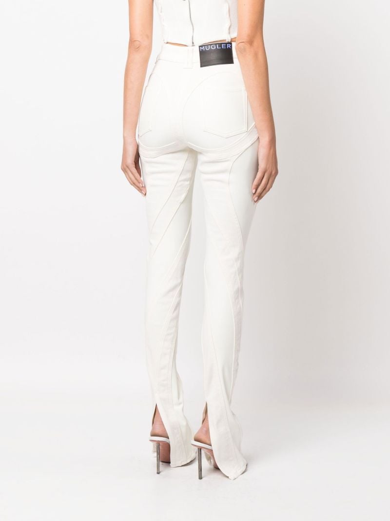 White Spiral Slit Skinny Jeans