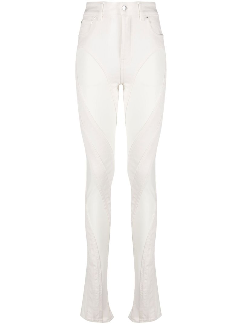 White Spiral Slit Skinny Jeans