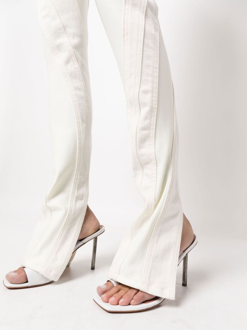 White Spiral Slit Skinny Jeans