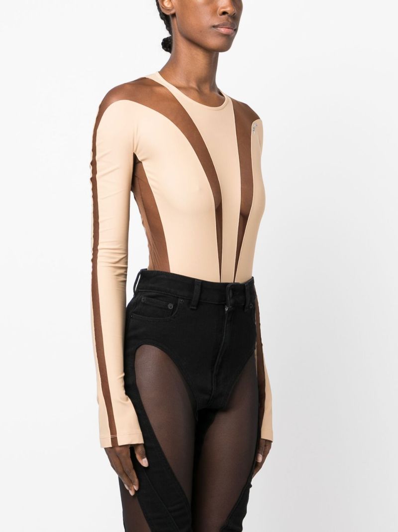 Neutral Sheer Panelled Bodysuit