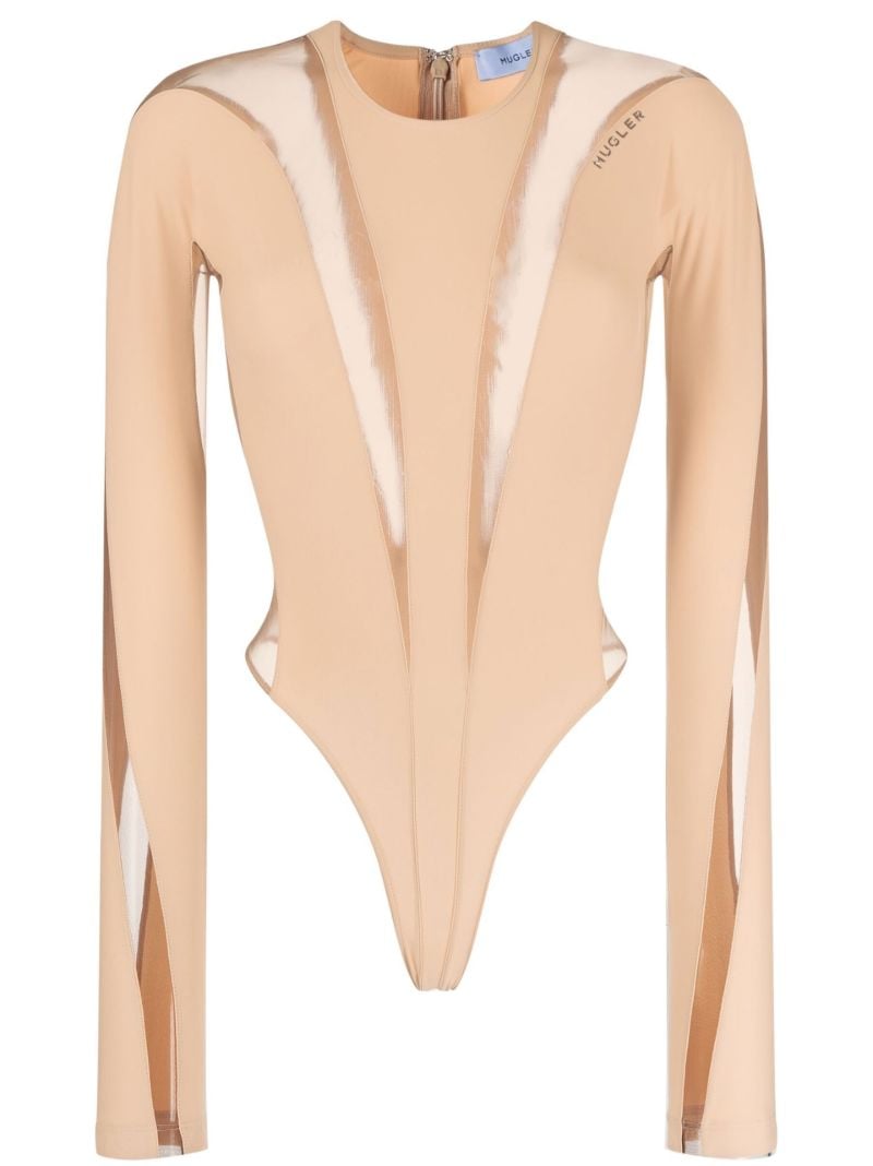 Neutral Sheer Panelled Bodysuit