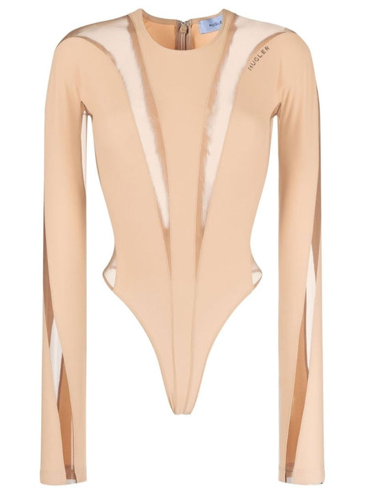 Neutral Sheer Panelled Bodysuit
