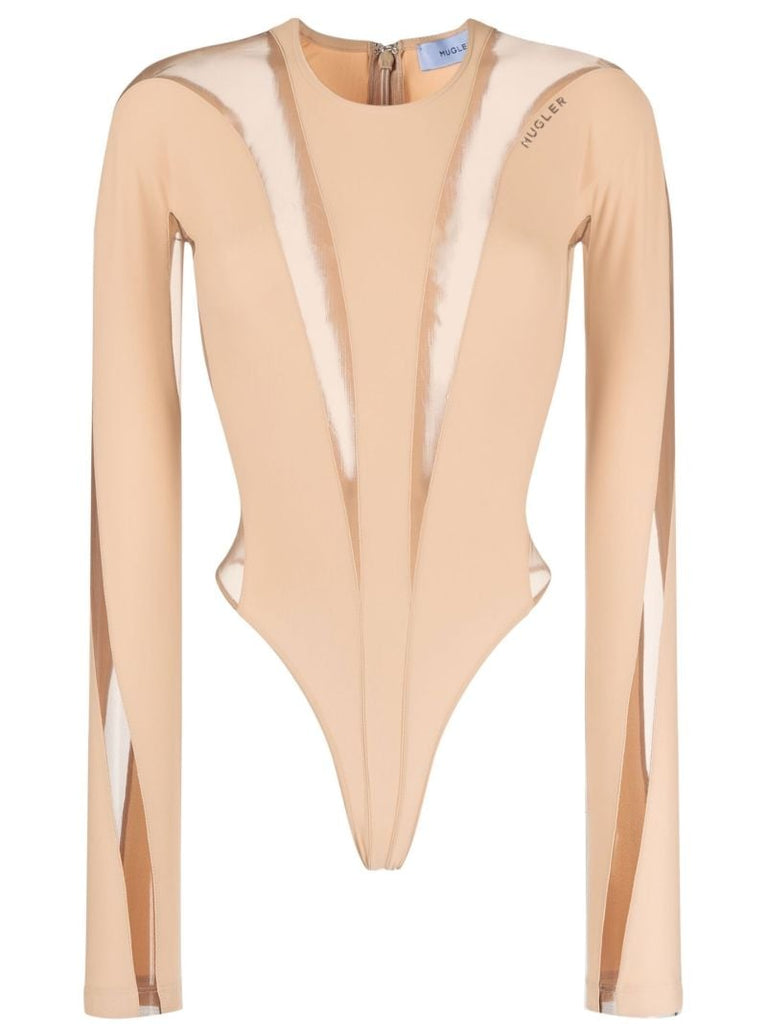 Neutral Sheer Panelled Bodysuit