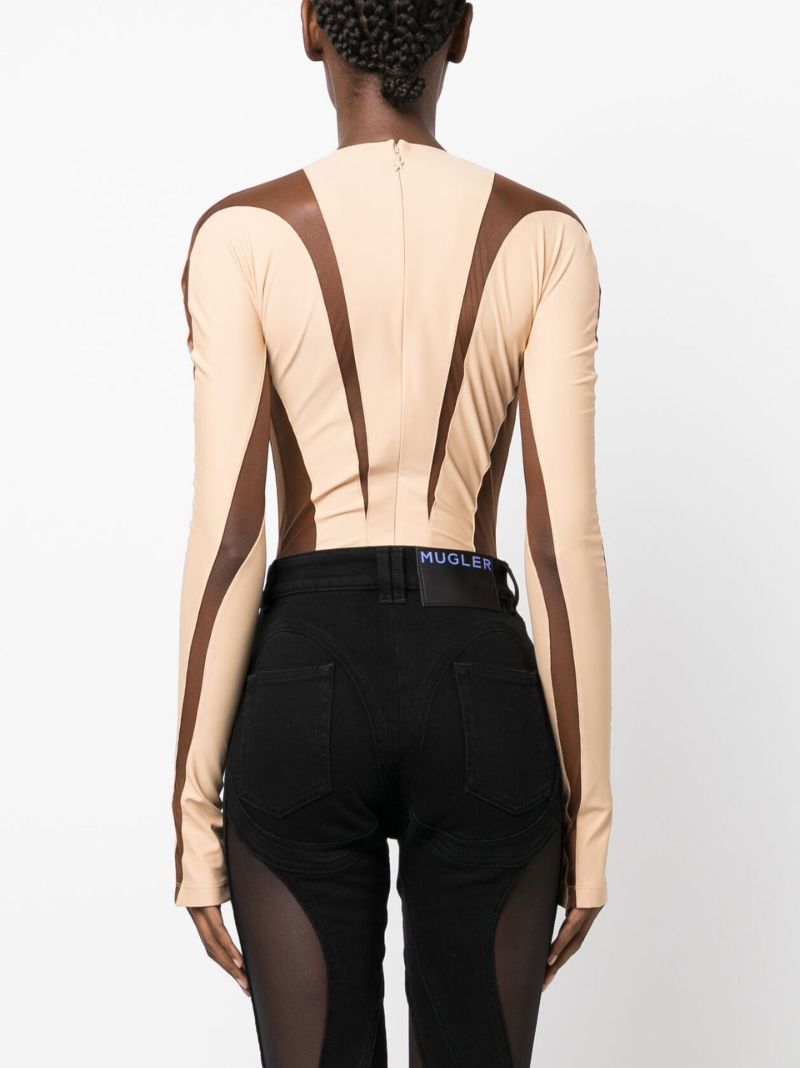 Neutral Sheer Panelled Bodysuit