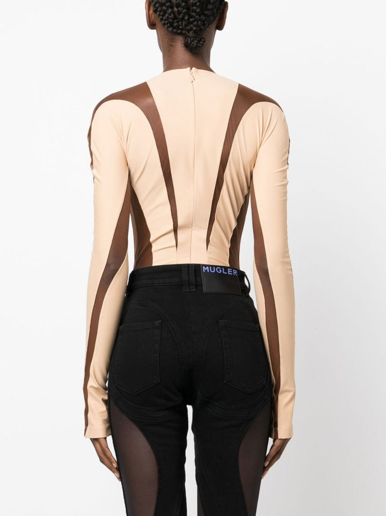 Neutral Sheer Panelled Bodysuit