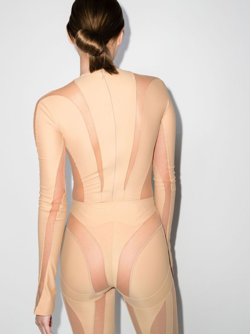 Neutral Sheer Panelled Bodysuit
