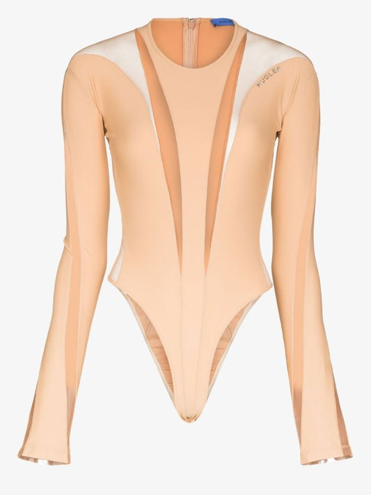 Neutral Sheer Panelled Bodysuit