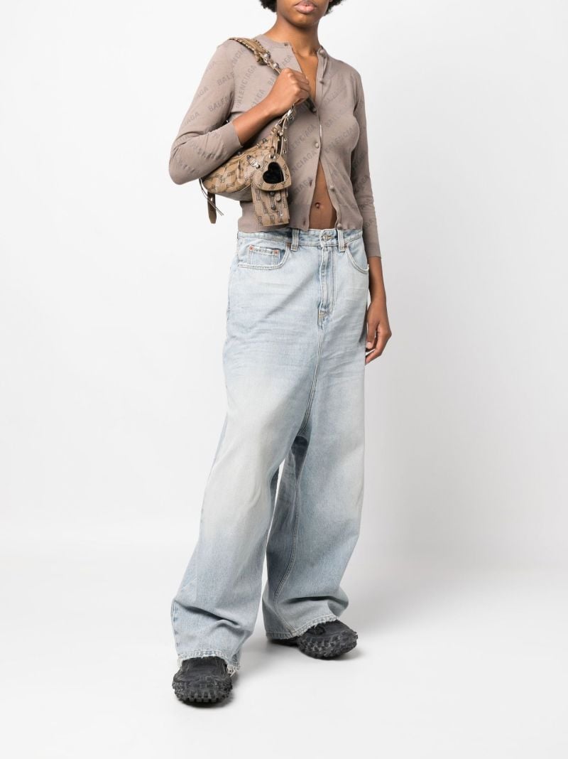 Neutral Logo Print Cropped Cardigan
