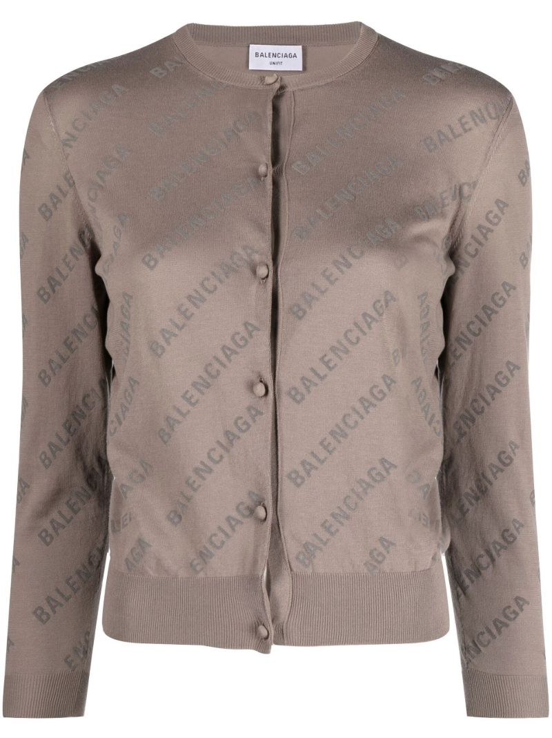 Neutral Logo Print Cropped Cardigan