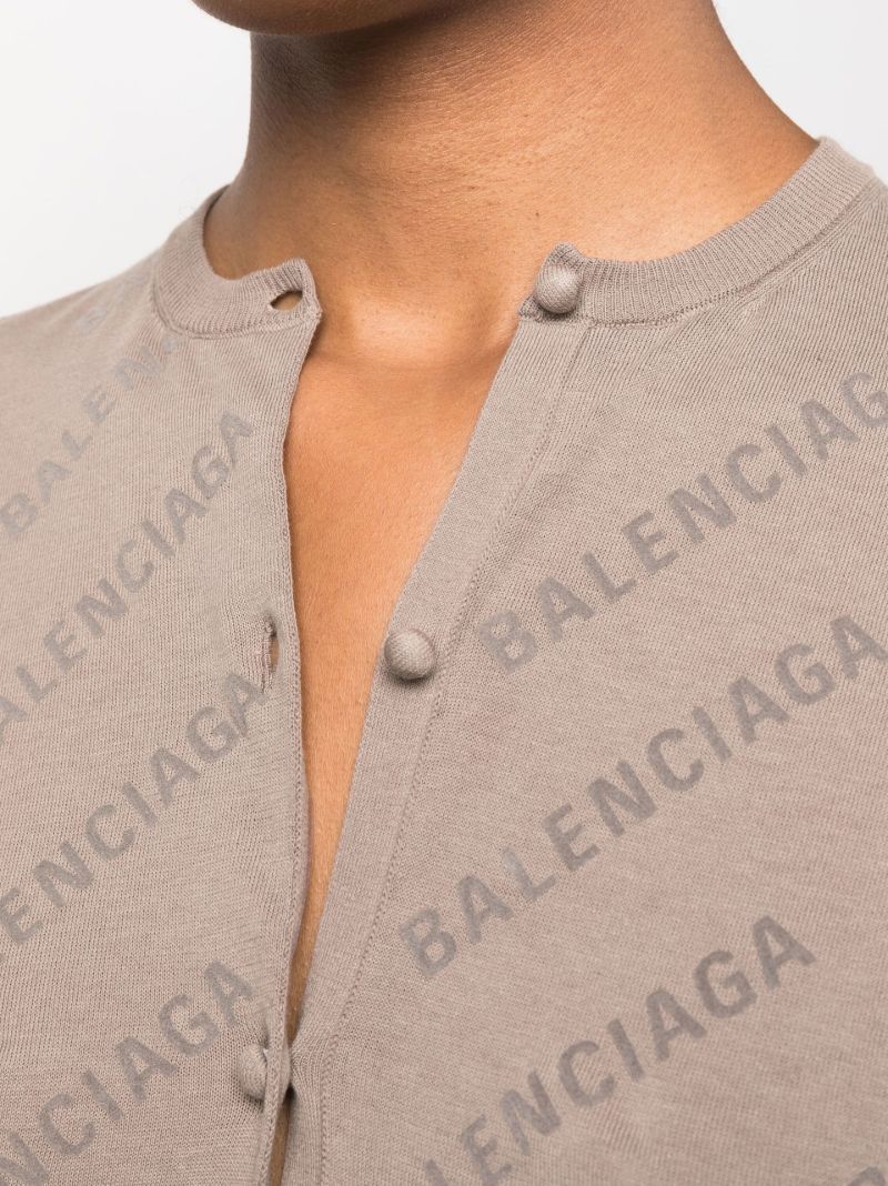 Neutral Logo Print Cropped Cardigan