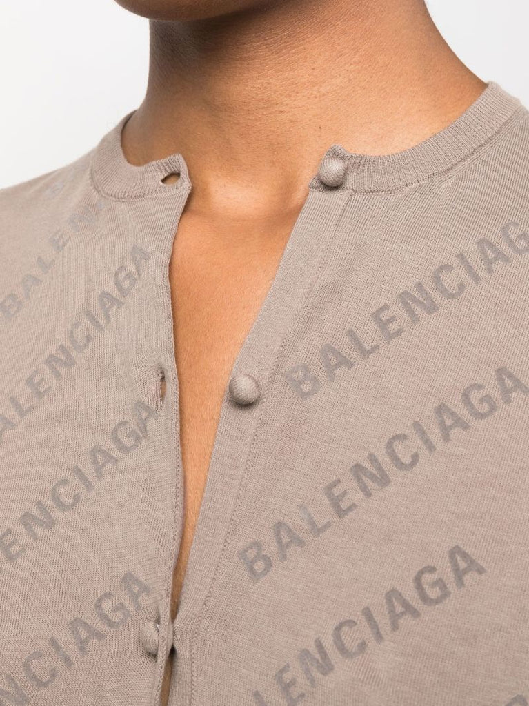 Neutral Logo Print Cropped Cardigan