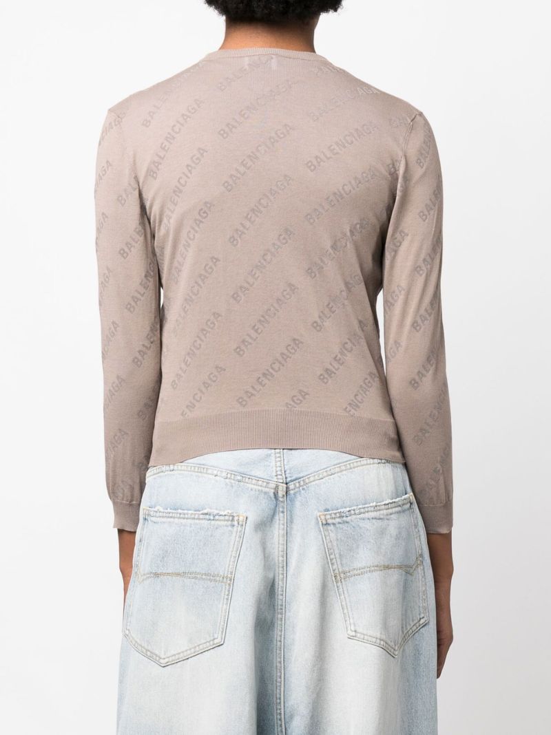 Neutral Logo Print Cropped Cardigan