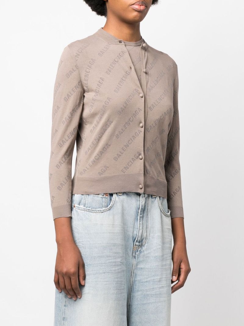 Neutral Logo Print Cropped Cardigan