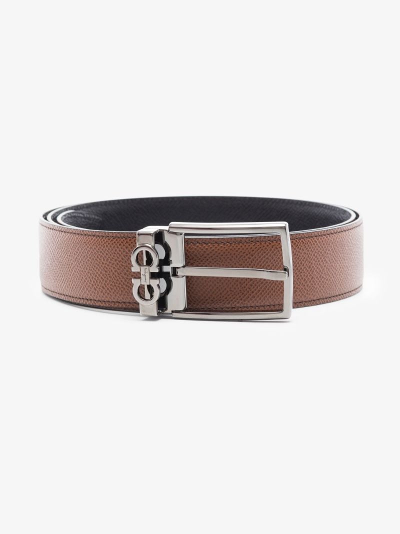 Brown Mini Gancini Buckle Leather Belt