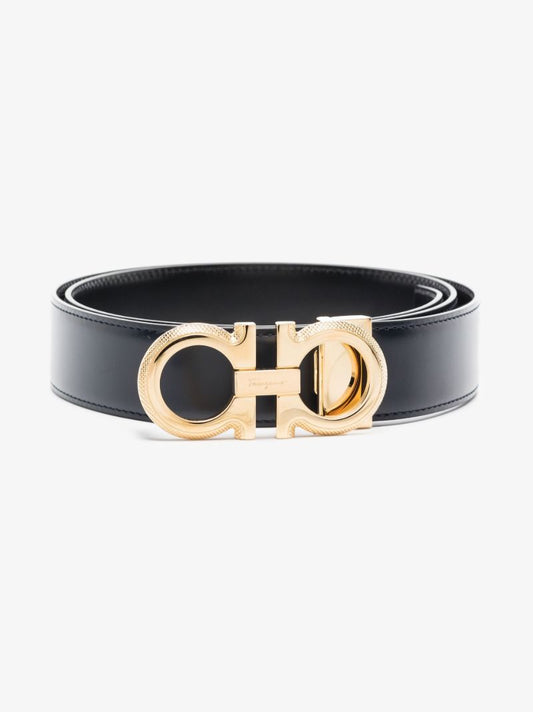 Black Gancini Reversible Leather Belt